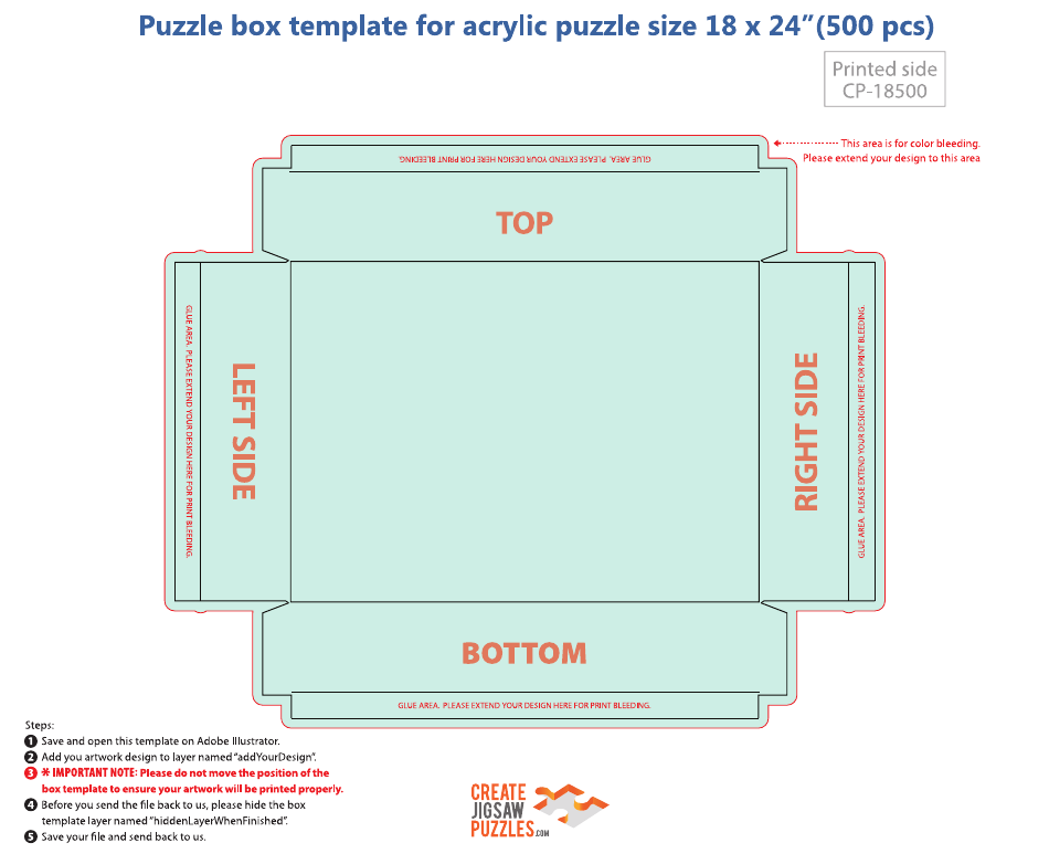 Puzzle Box Template for Acrylic Puzzle Size 18 X 24, Page 1