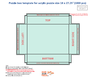 Document preview: Puzzle Box Template for Acrylic Puzzle Size 18 X 27.25"