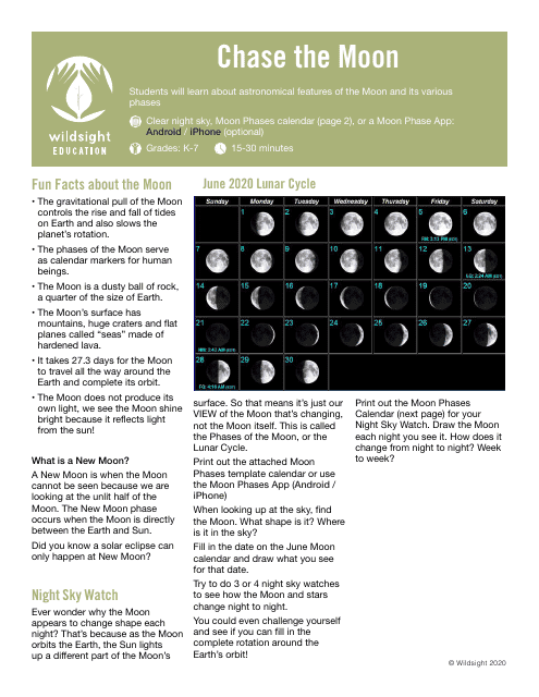 Moon Phases Calendar Template - Wildsight