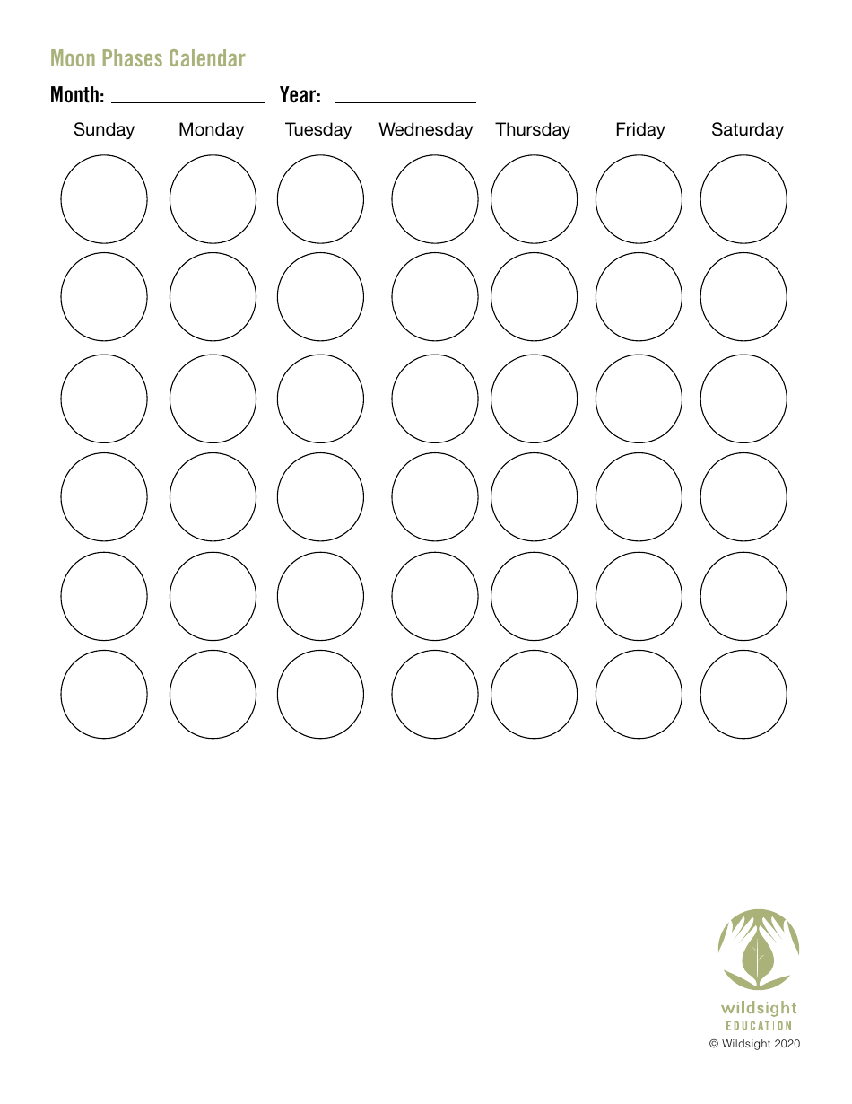 Moon Phases Calendar Template - Wildsight, Page 2