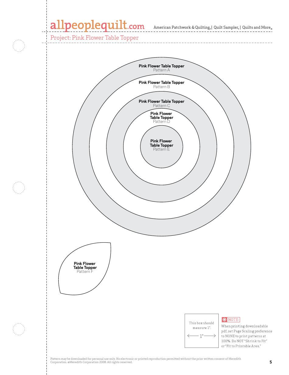 Pink Flower Table Topper Pattern Template - Meredith Corporation, Page 5