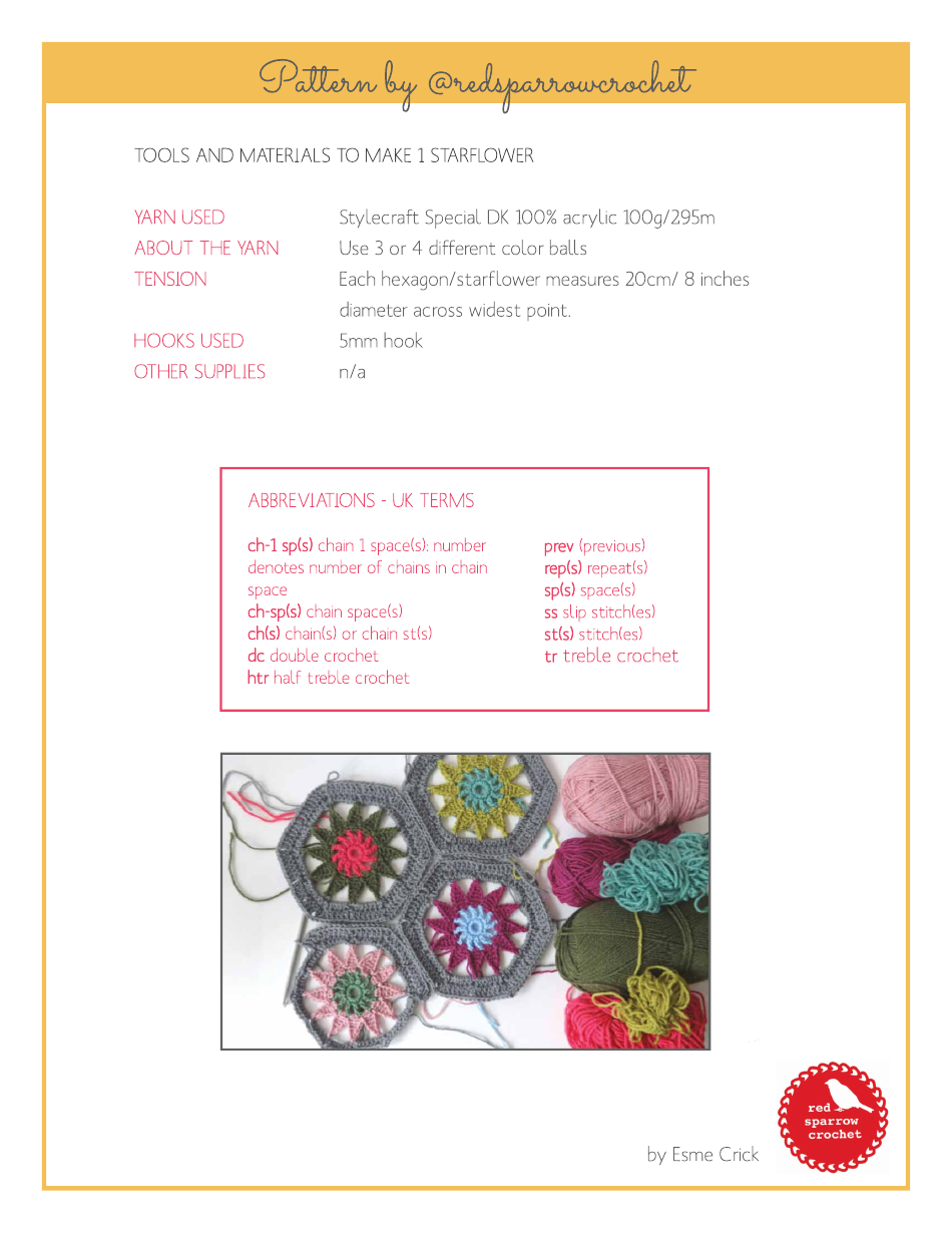 Starflower Crochet Pattern Template, Page 3