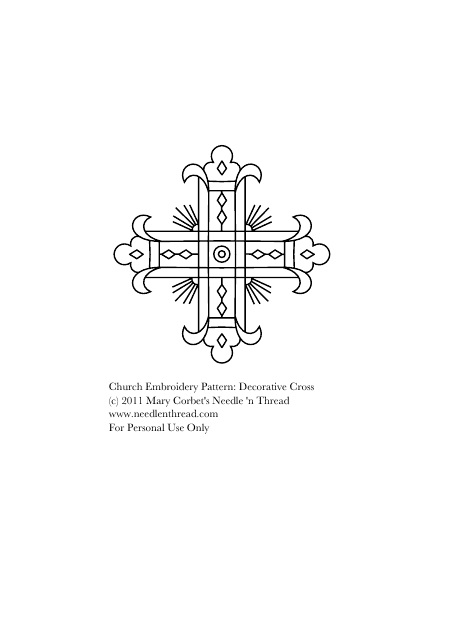 Church Embroidery Pattern Template - Decorative Cross