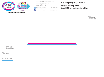 Document preview: A5 Display Box Front Label Template
