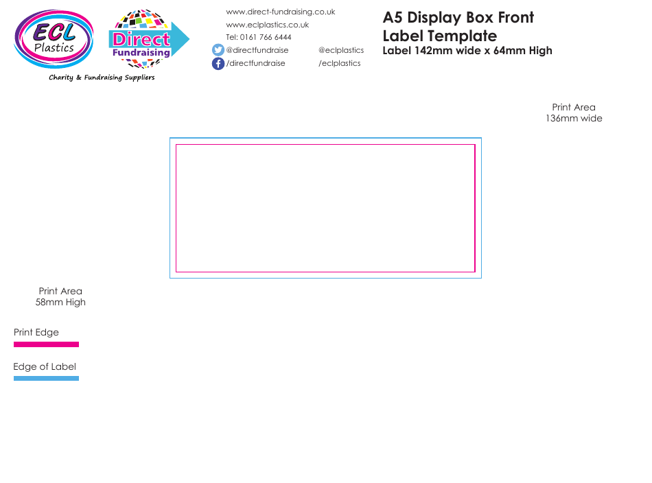 Front label template for A5 display box