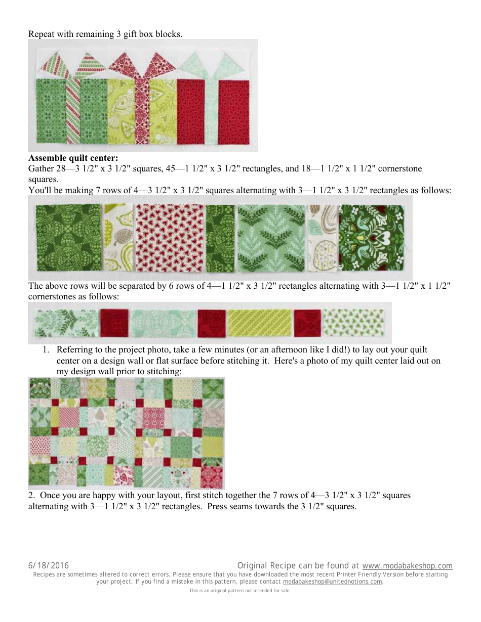 Boxes and Bows Quilt Pattern Template Download Printable PDF