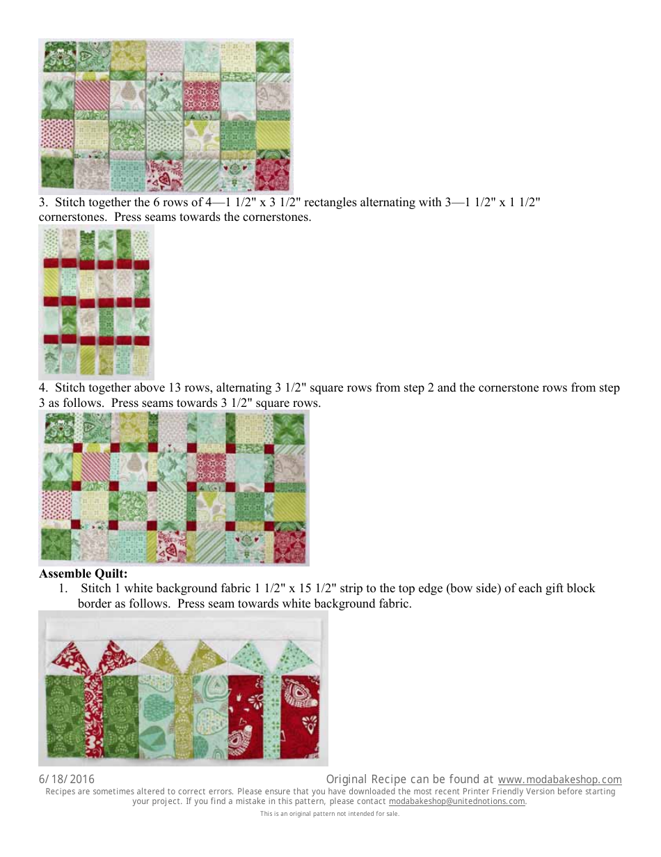 Boxes and Bows Quilt Pattern Template Download Printable PDF