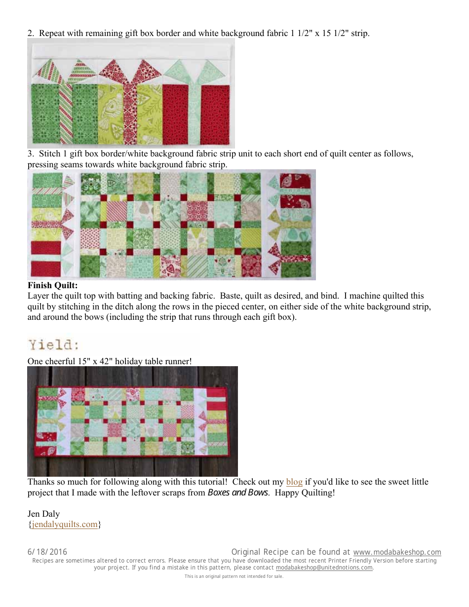 Boxes and Bows Quilt Pattern Template Download Printable PDF