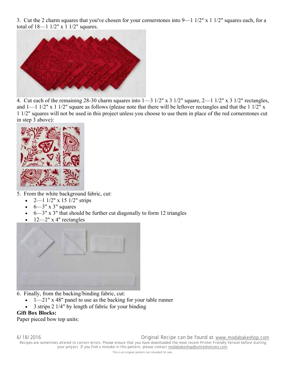 Boxes and Bows Quilt Pattern Template Download Printable PDF