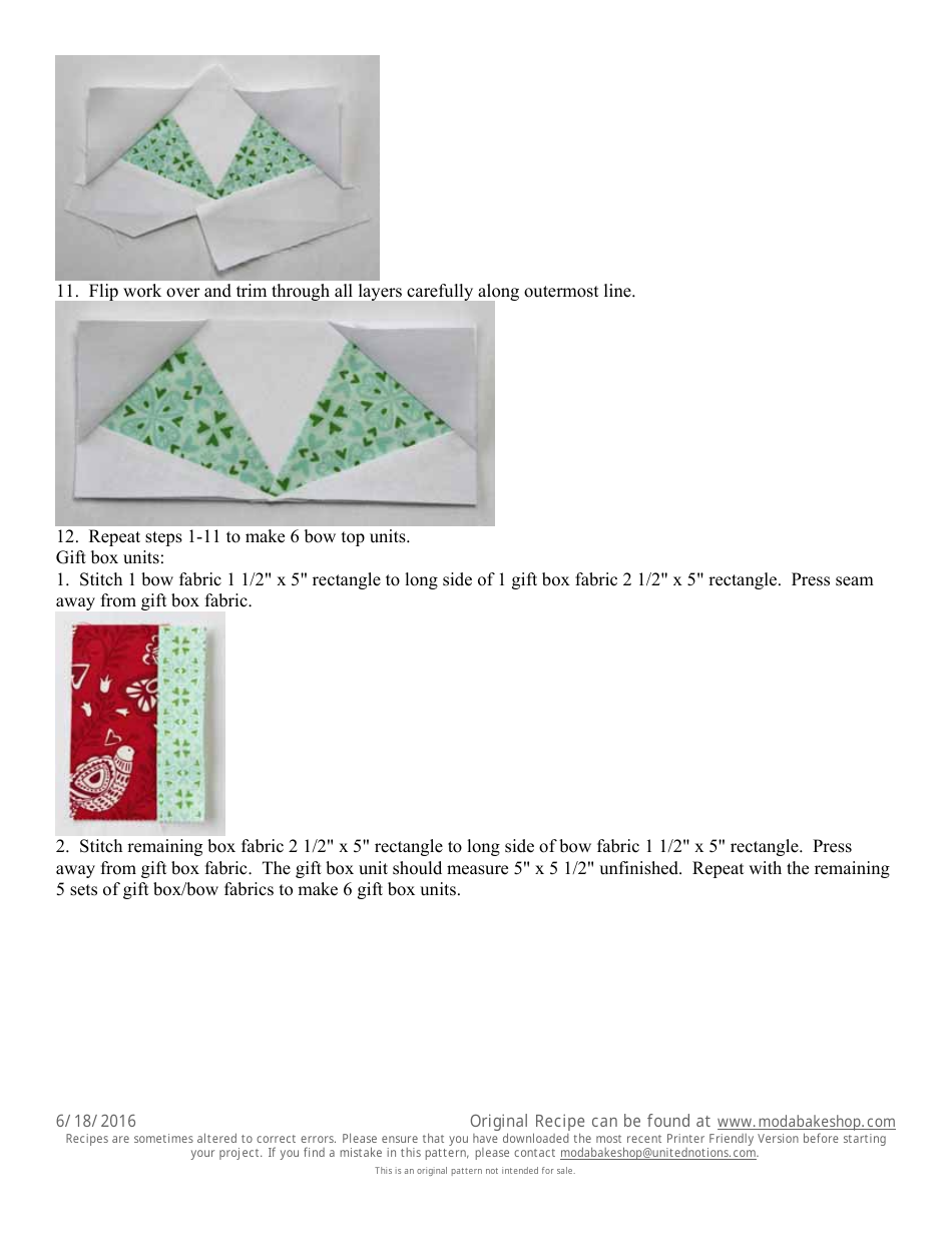 Boxes and Bows Quilt Pattern Template Download Printable PDF