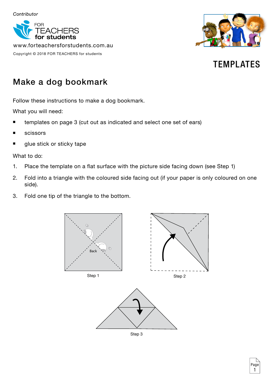 Paper Dog Bookmark Template - Free Printable PDF