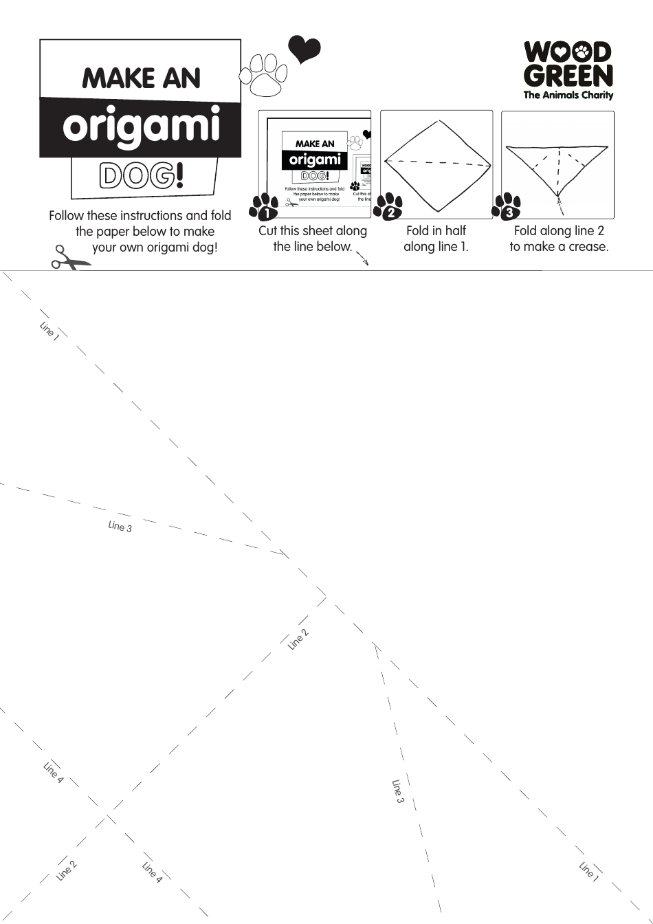 Origami Paper Dog Template