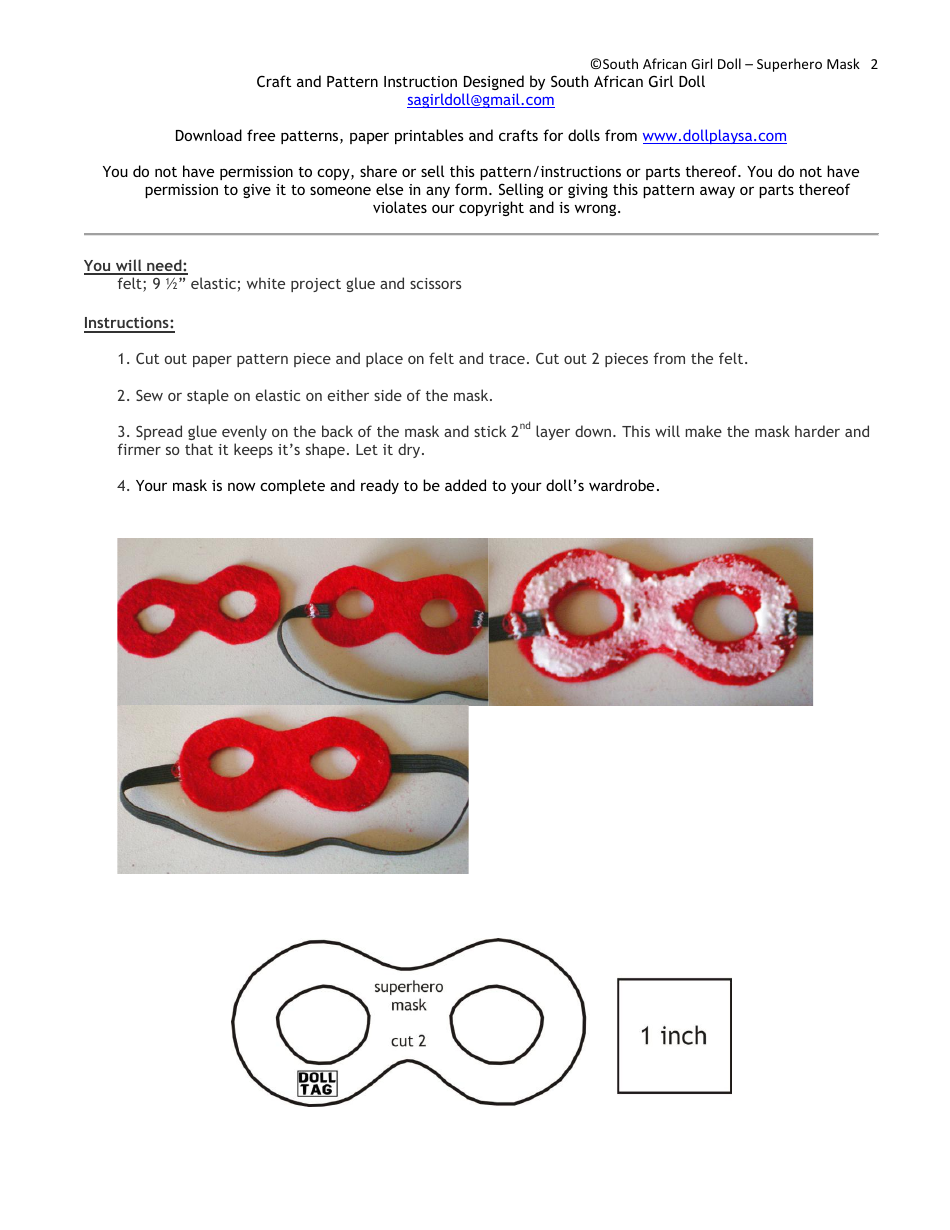 18 Doll Superhero Mask Template, Page 2