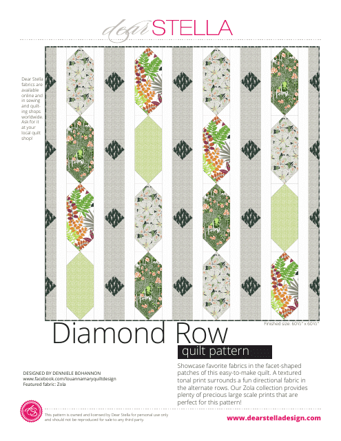 Diamond Row Quilt Pattern Templates