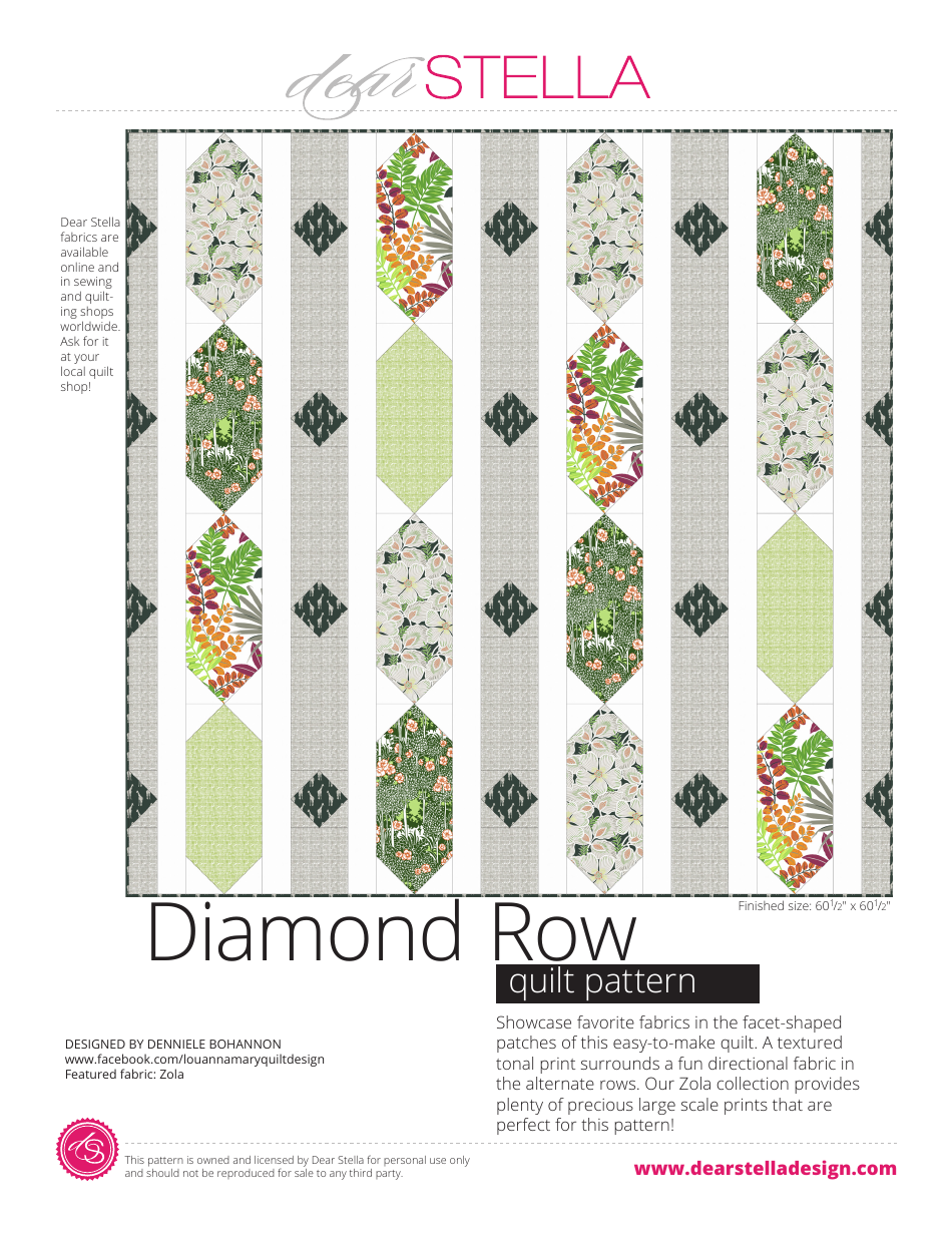 Diamond Row Quilt Pattern Templates