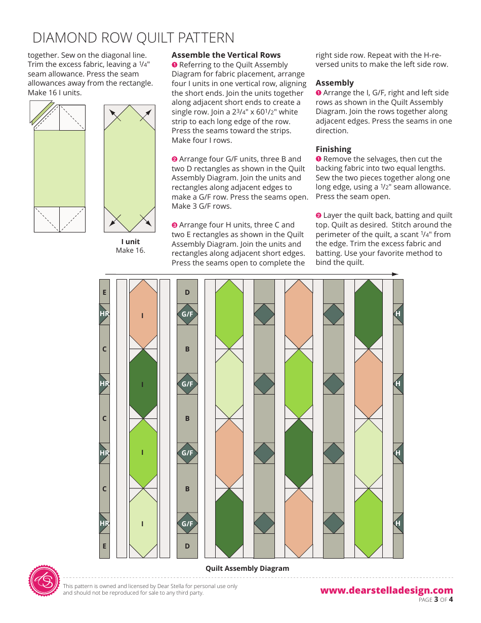 Diamond Row Quilt Pattern Templates, Page 3