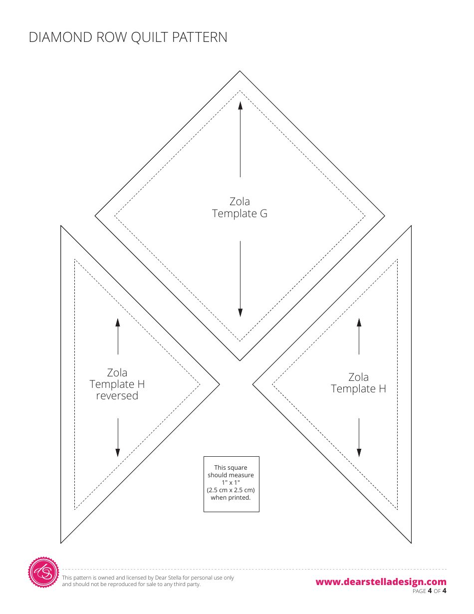 Diamond Row Quilt Pattern Templates, Page 4
