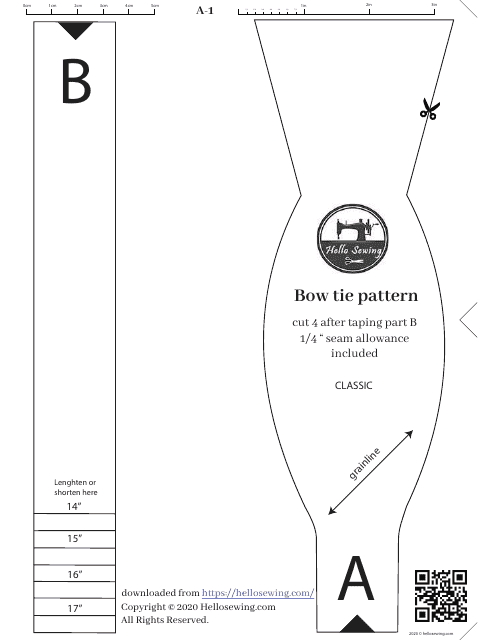 Bow Tie Sewing Pattern Templates