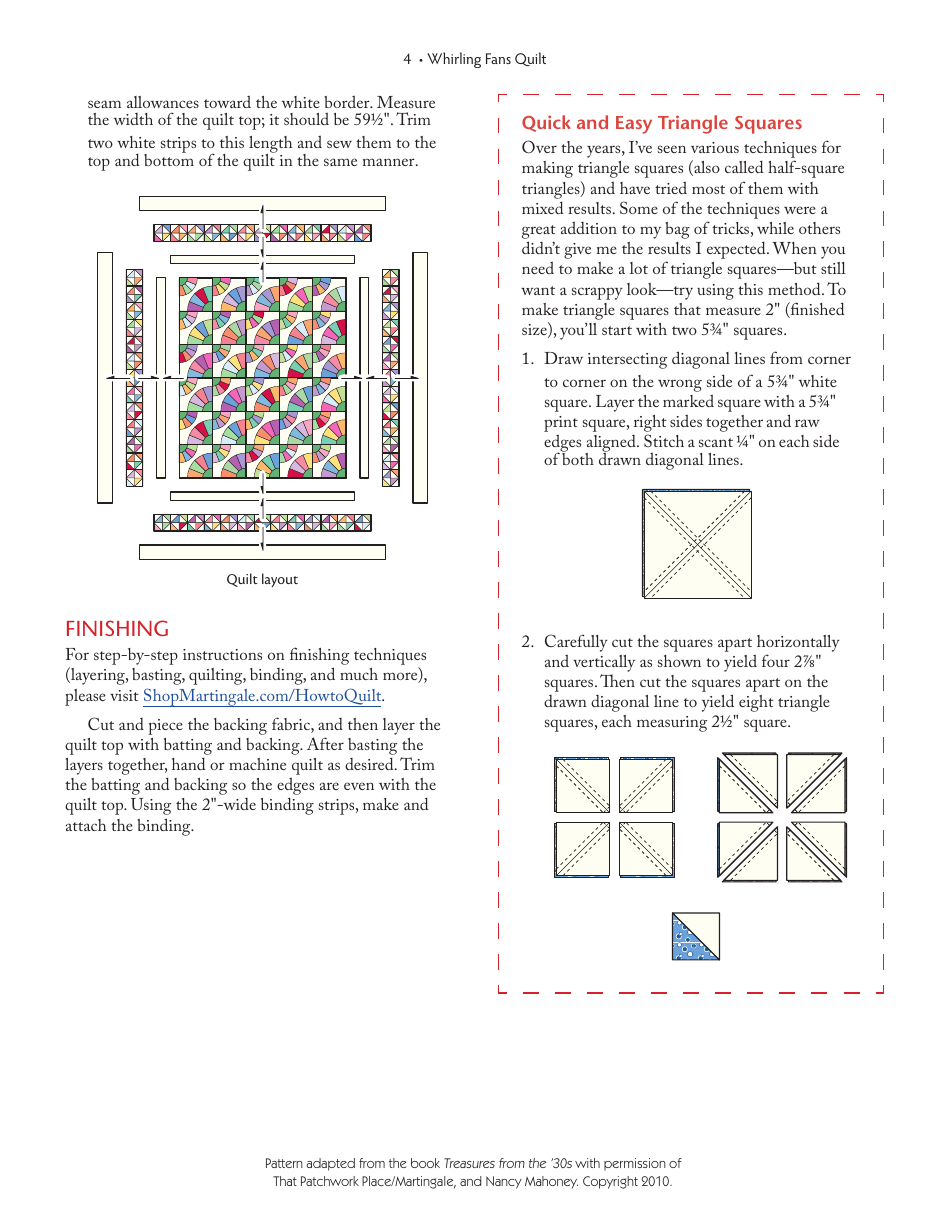 Whirling Fans Quilt Pattern Templates, Page 4