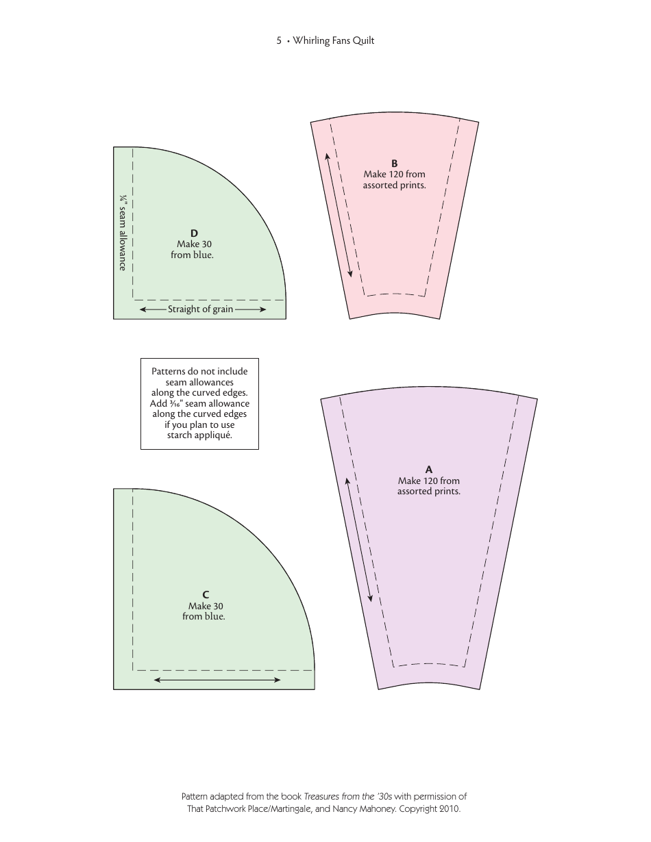 Whirling Fans Quilt Pattern Templates, Page 5