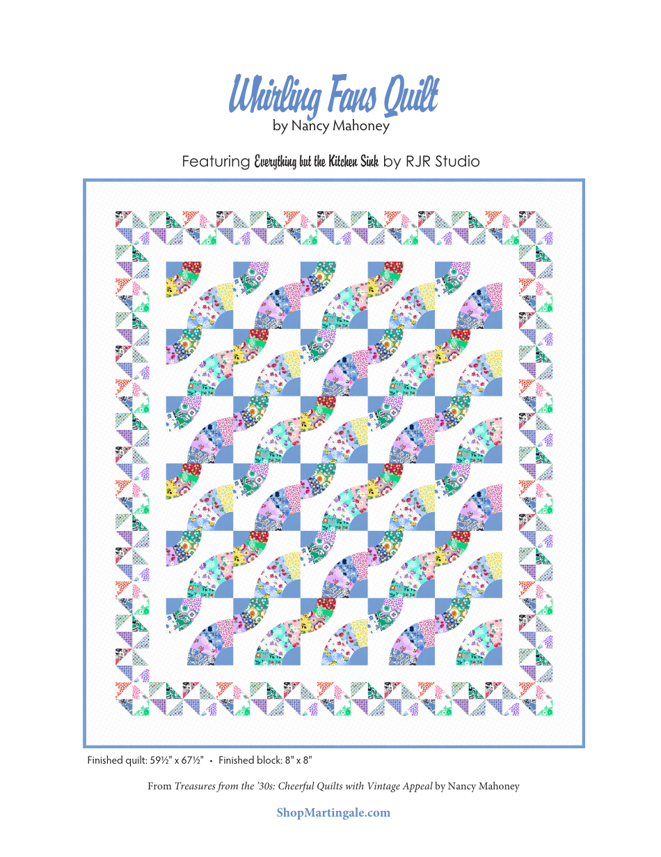 Whirling Fans Quilt Pattern Templates Download Printable PDF