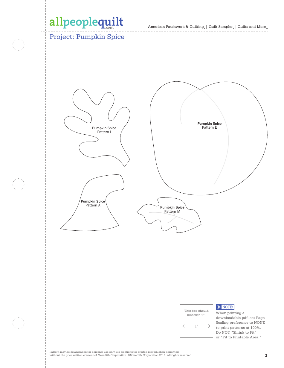 Pumpkin Spice Quilt Pattern Templates, Page 2