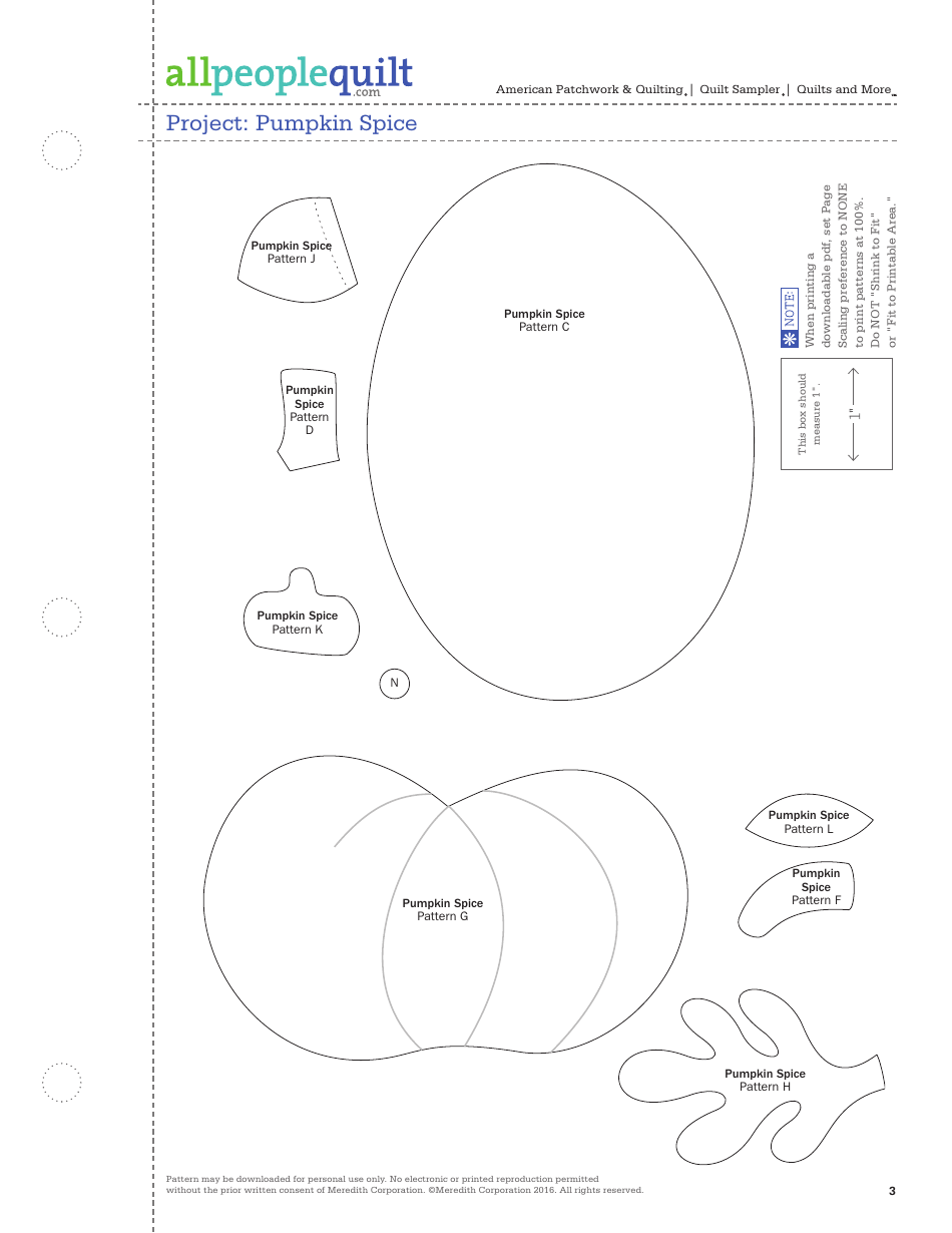 Pumpkin Spice Quilt Pattern Templates, Page 3