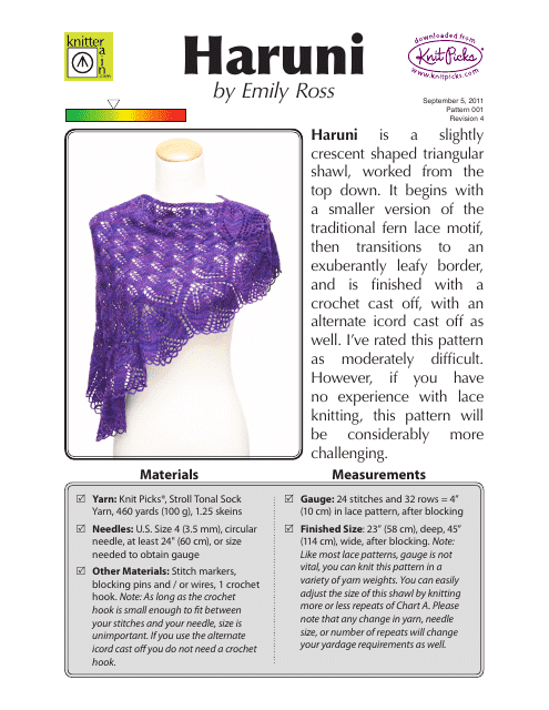 Haruni Shawl Knitting/Crochet Pattern - Beautifully designed shawl with intricate knitting and crochet patterns.