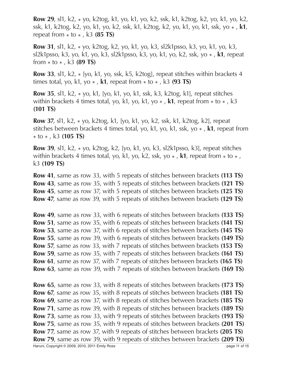 Haruni Shawl Knitting / Crochet Pattern, Page 11