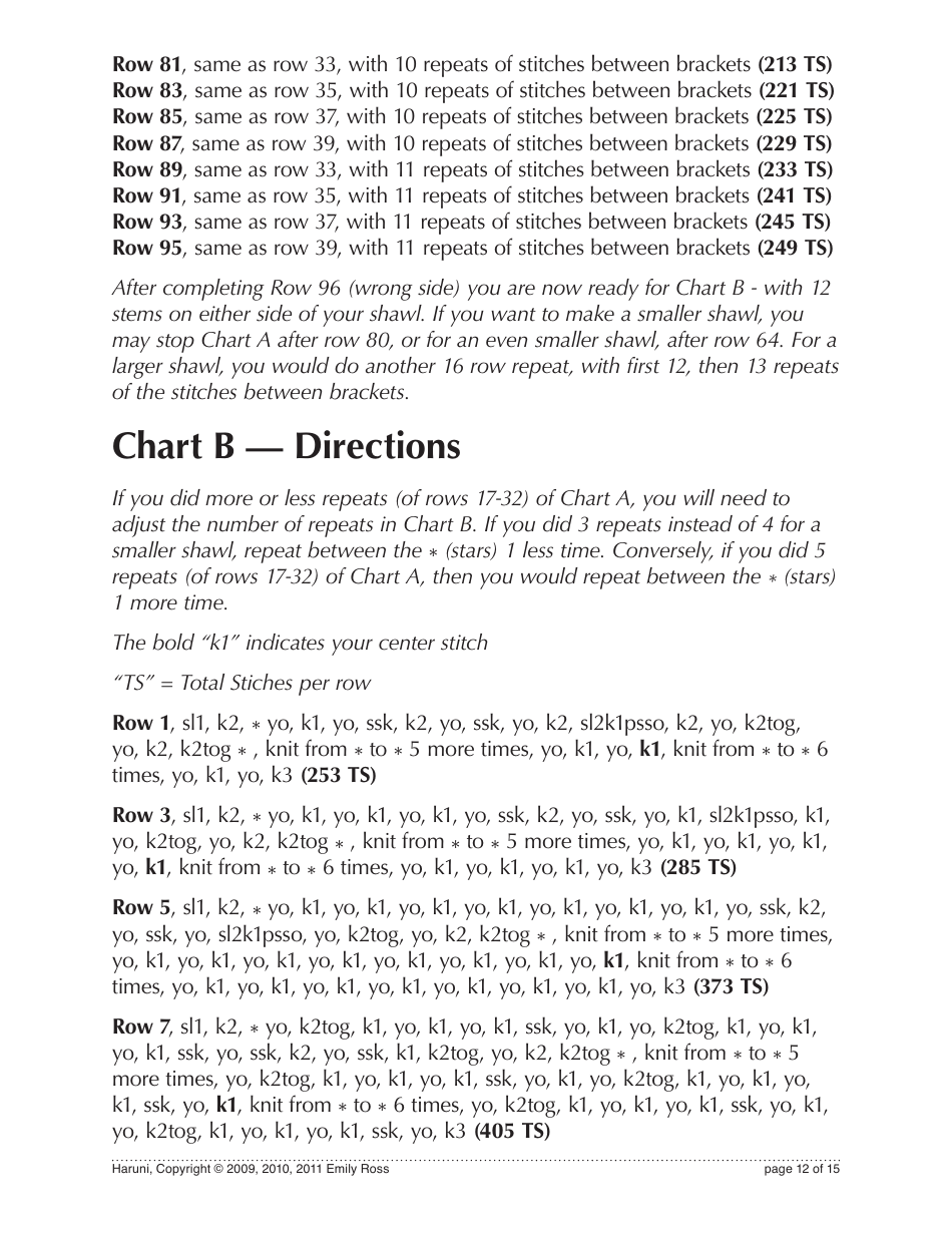 Haruni Shawl Knitting / Crochet Pattern, Page 12