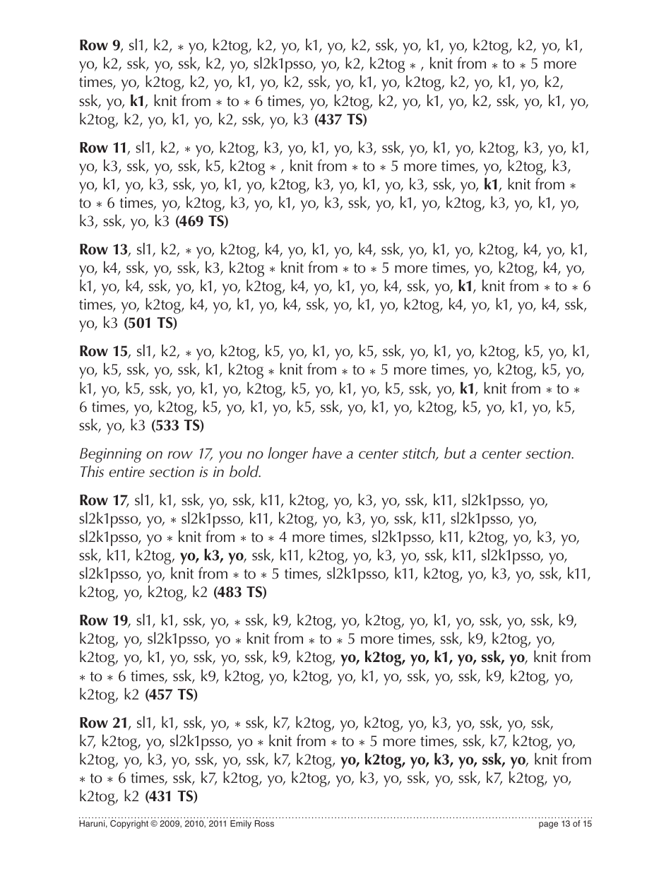 Haruni Shawl Knitting / Crochet Pattern, Page 13