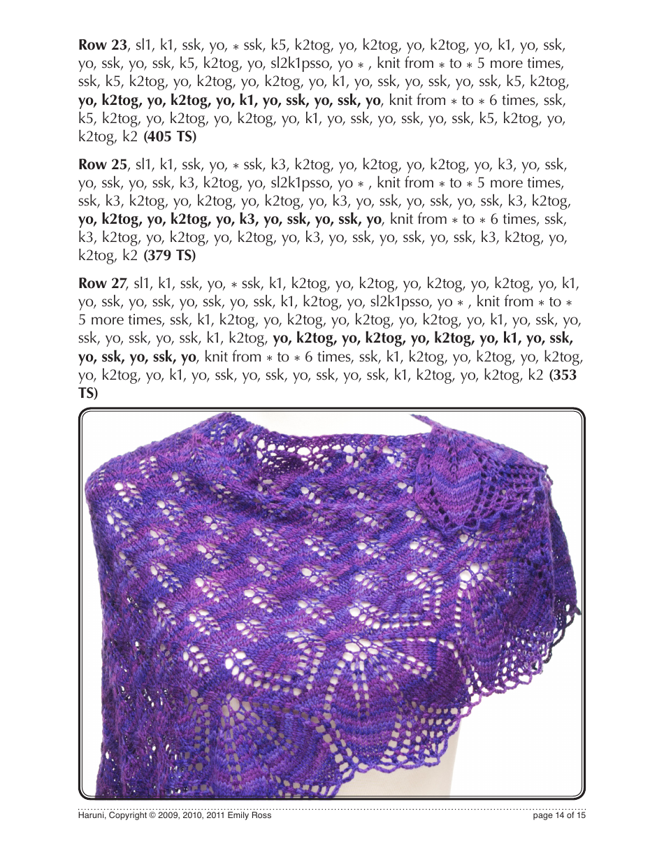 Haruni Shawl Knitting / Crochet Pattern, Page 14