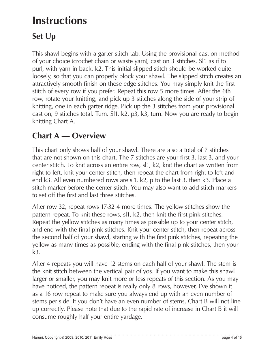 Haruni Shawl Knitting / Crochet Pattern, Page 4