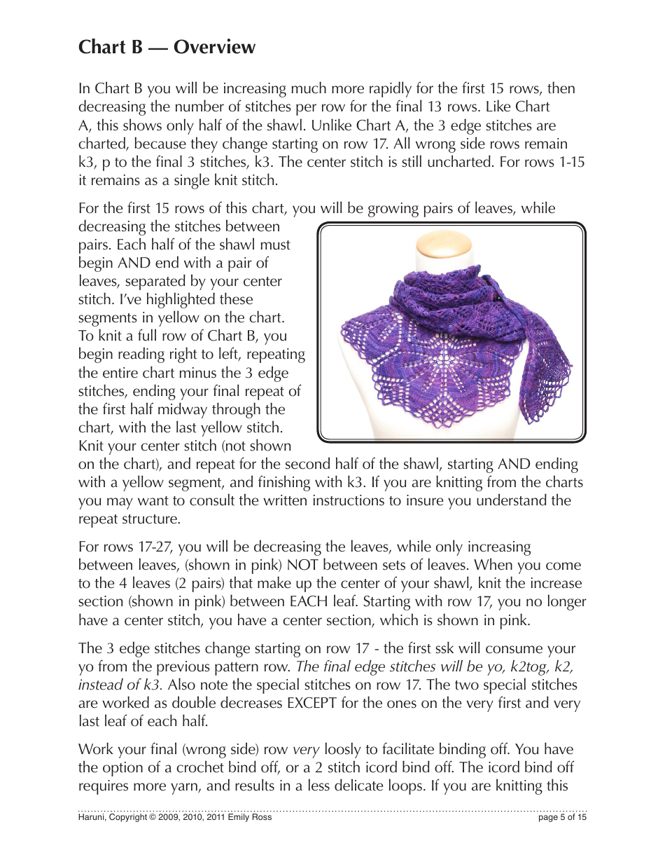 Haruni Shawl Knitting / Crochet Pattern, Page 5