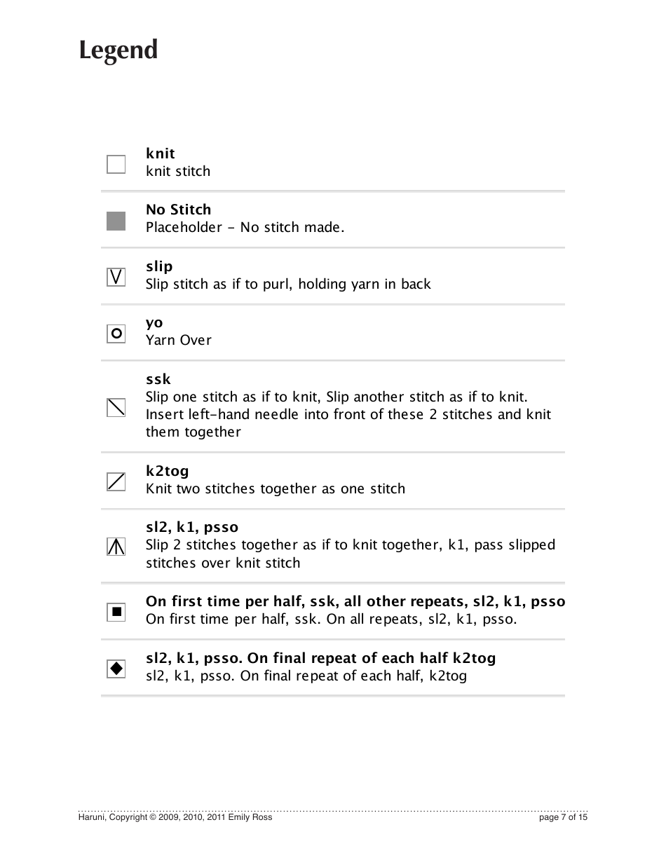 Haruni Shawl Knitting / Crochet Pattern, Page 7