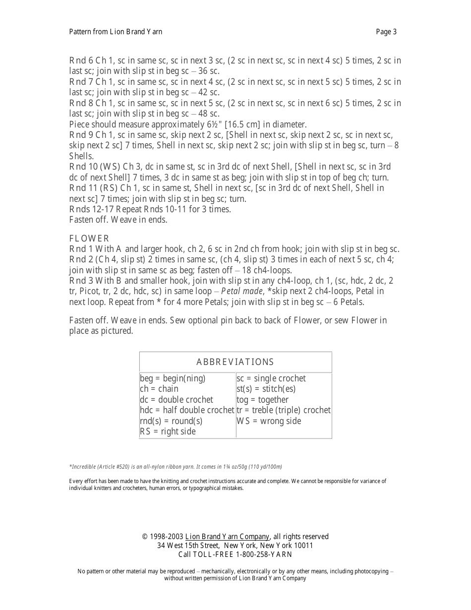 Ribbon and Flower Cloche Crochet Pattern, Page 3