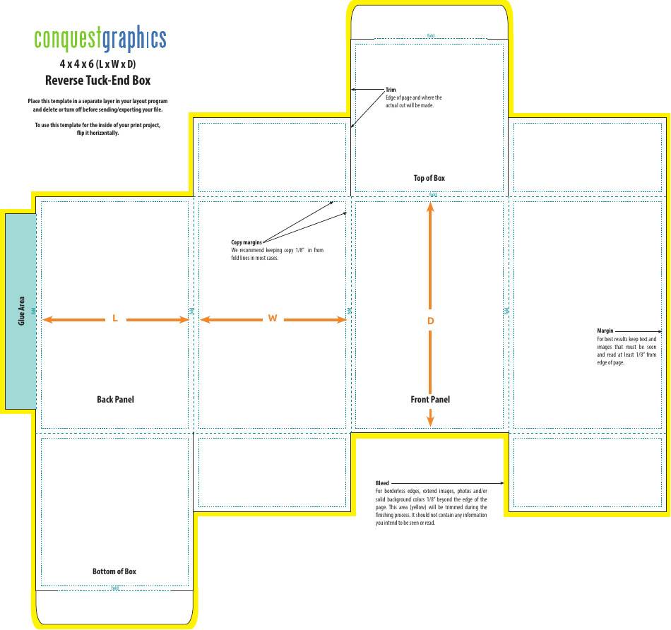 4x4x6 Reverse Tuck-End Box template - View Image