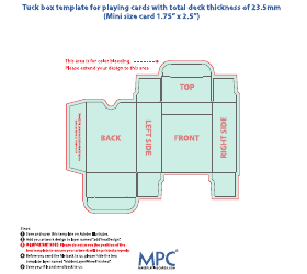 Document preview: Tuck Box Template for Playing Cards With Total Deck Thickness of 23.5mm