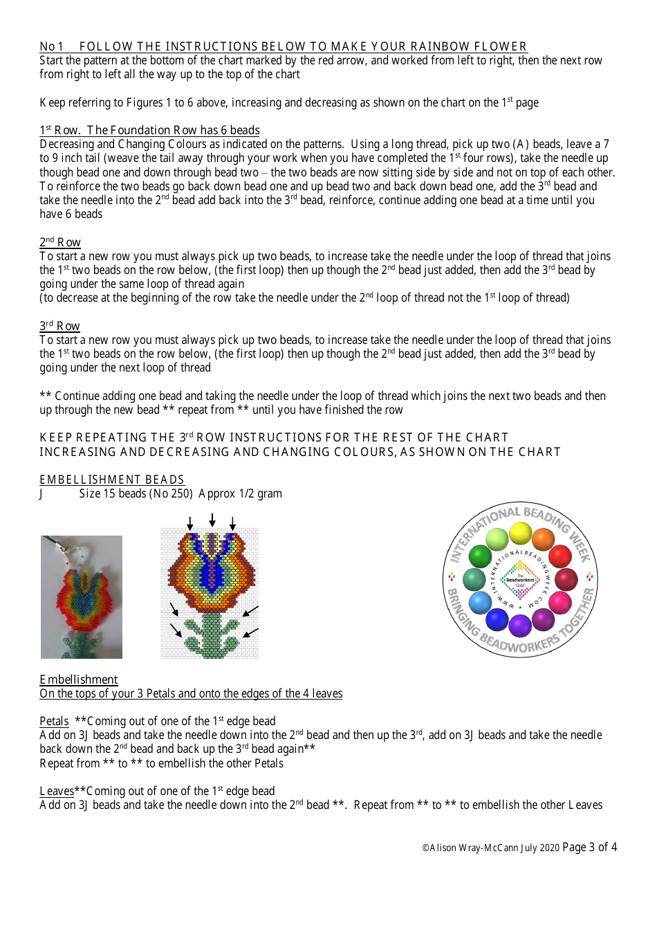 Rainbow Flower Beading Pattern, Page 3