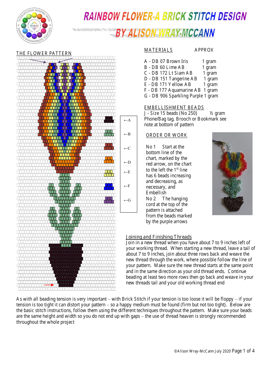 Rainbow Flower Beading Pattern Download Printable PDF Templateroller