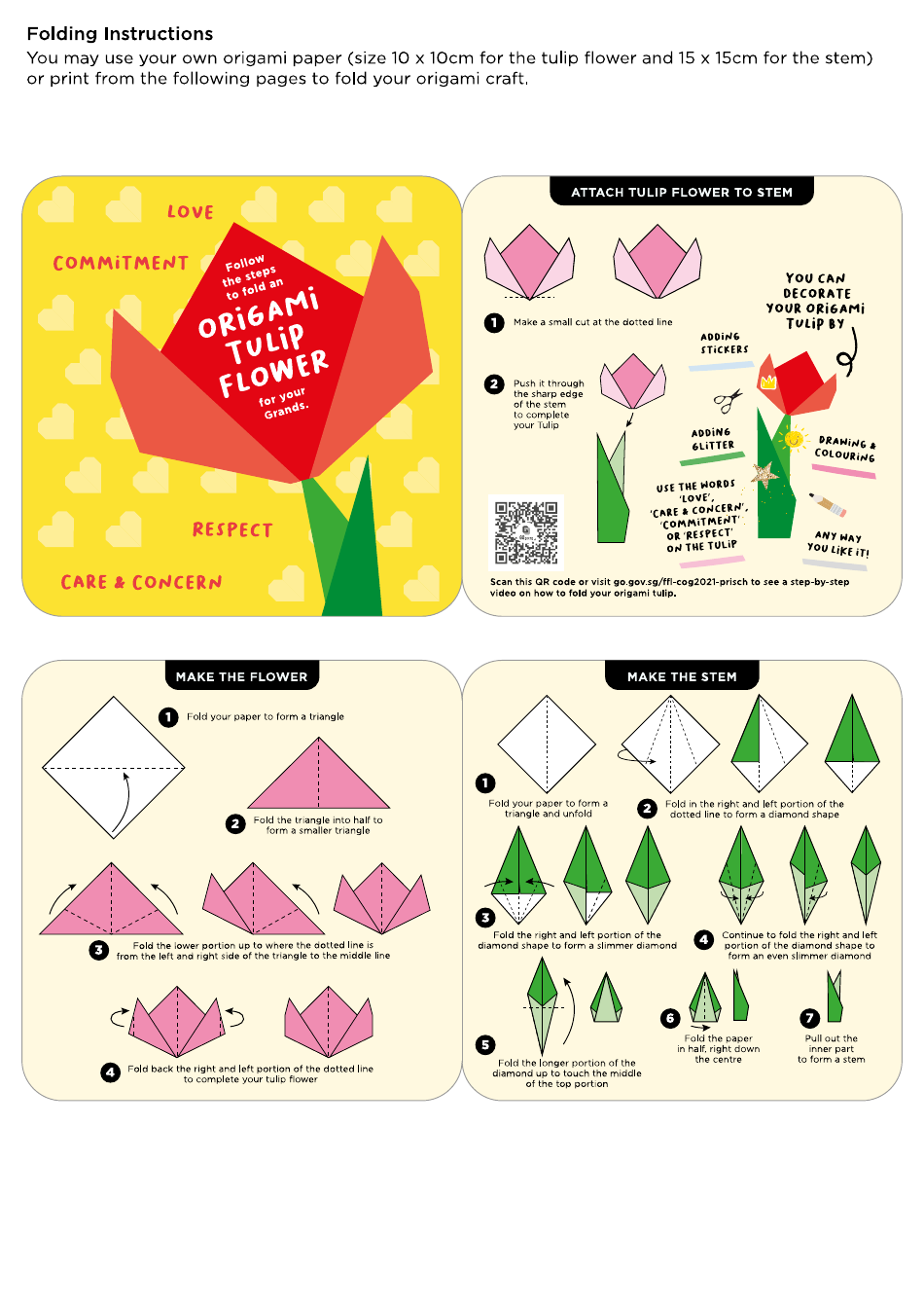 Origami Tulip Flower Card and Paper Template, Page 3