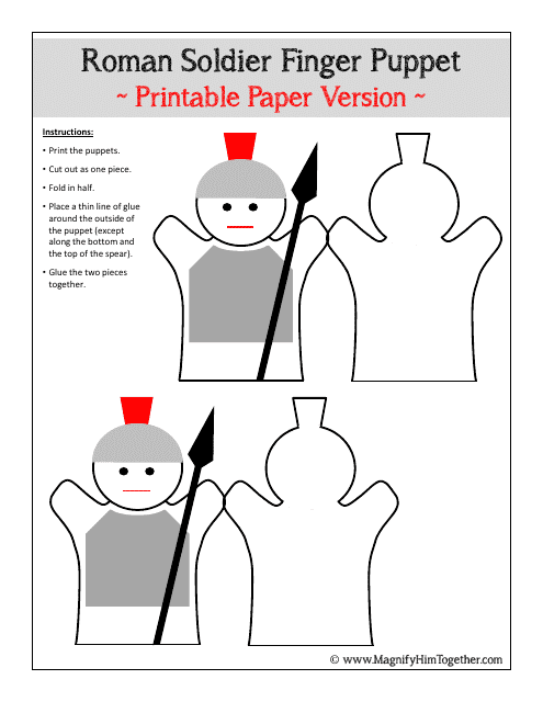 Roman Soldier Finger Puppet Template Image Preview