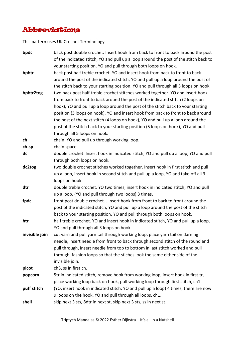 Triptych Mandala Crochet Pattern, Page 4