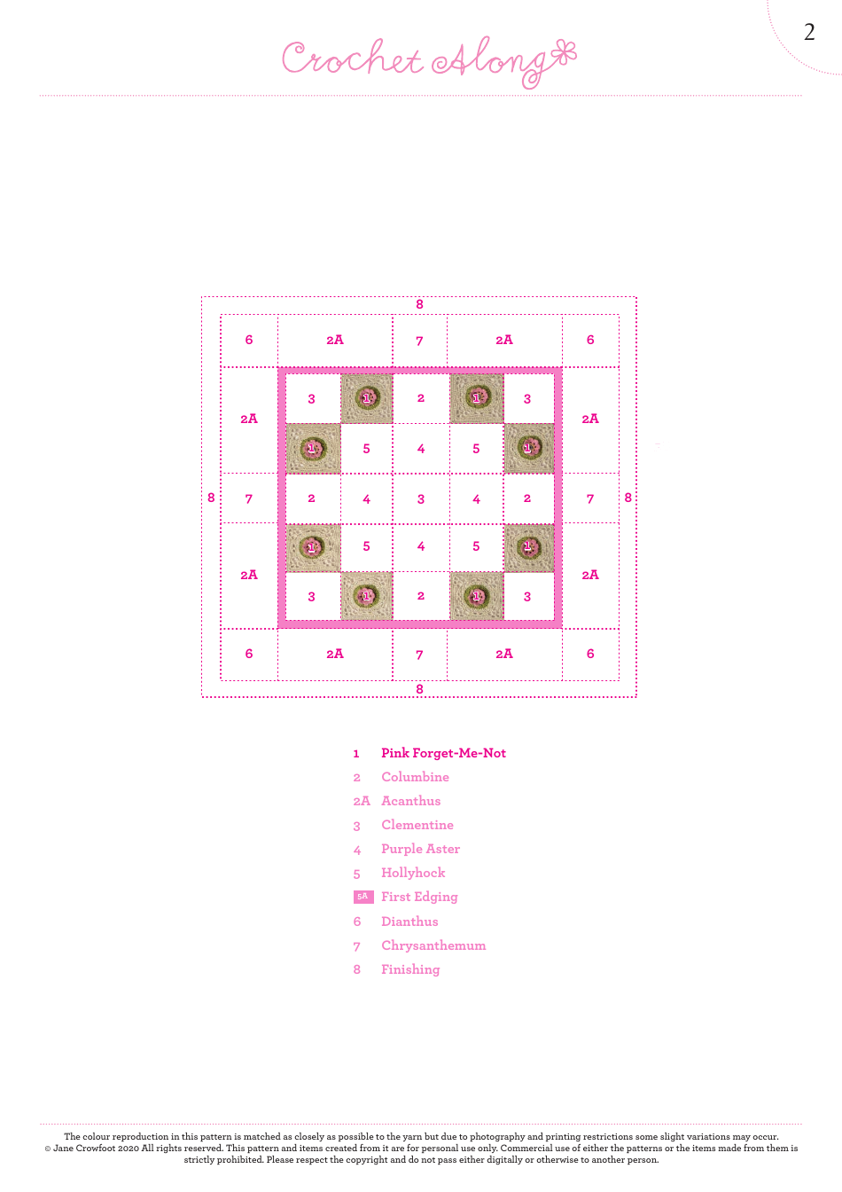 Pink Forget-Me-Not Crochet Pattern, Page 3
