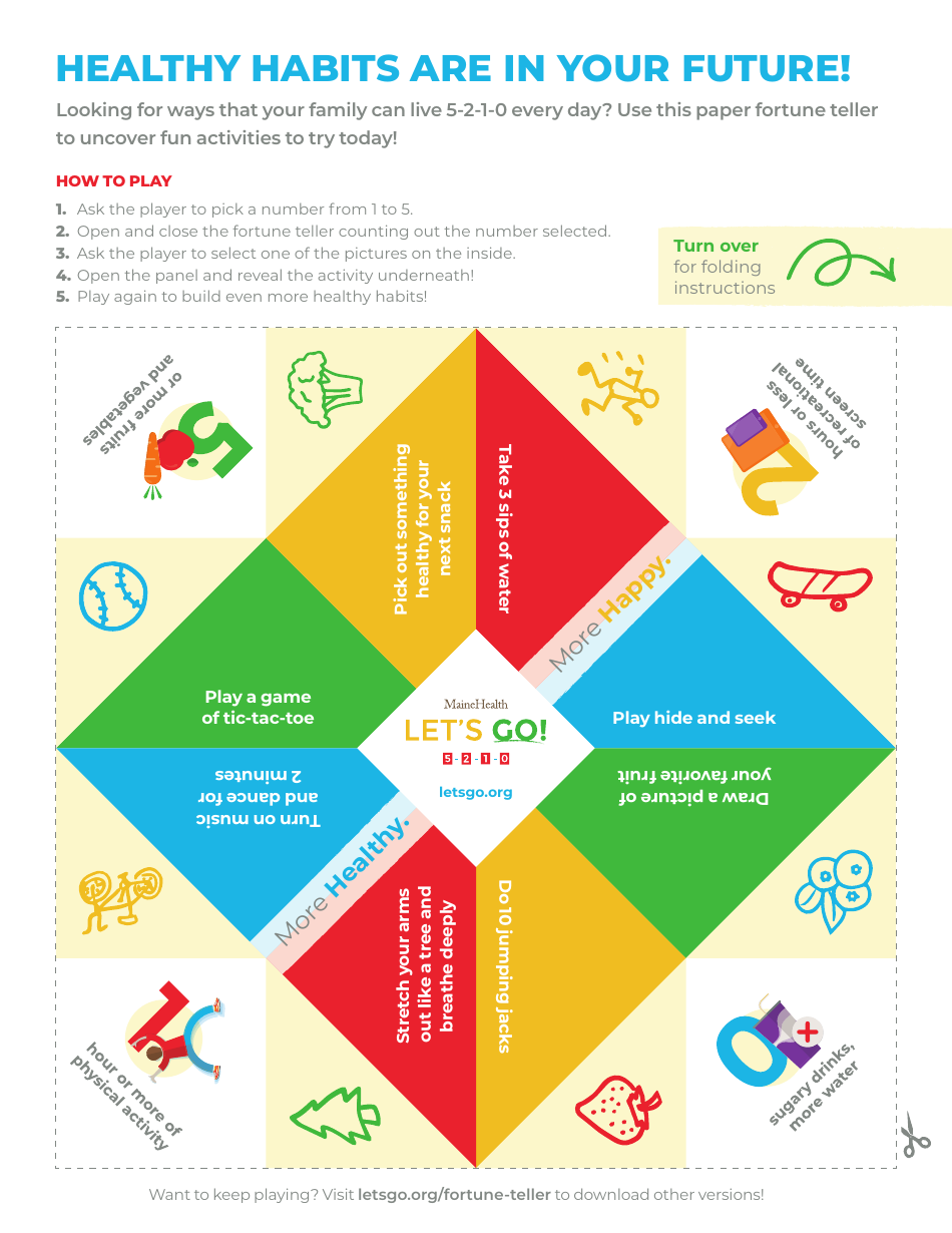 Healthy Habits Fortune Teller Templates - Healthy Habits Fortune Teller Templates Print Big 