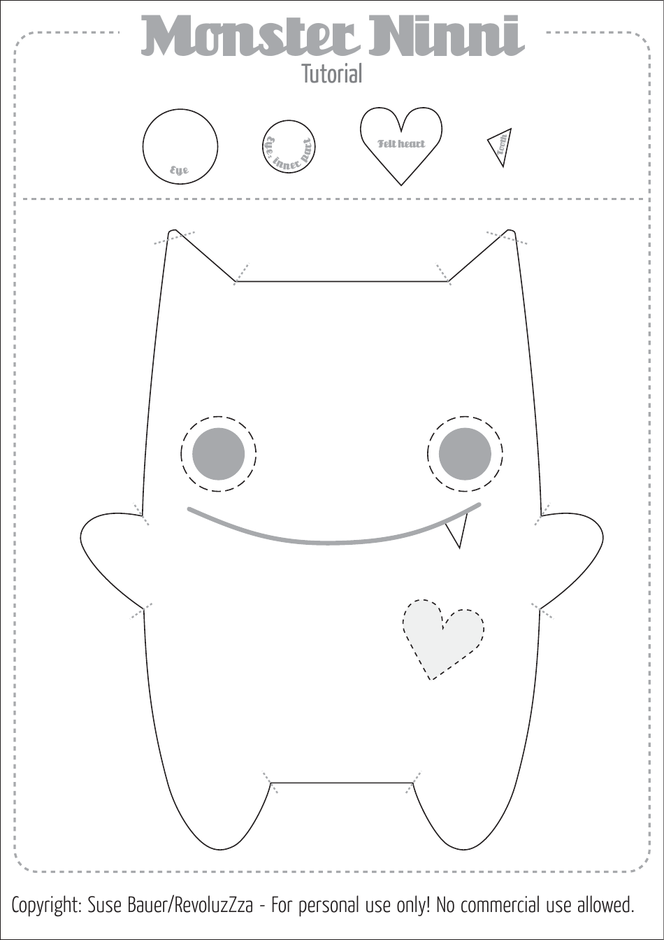 Monster Ninni Sewing Pattern Templates, Page 1