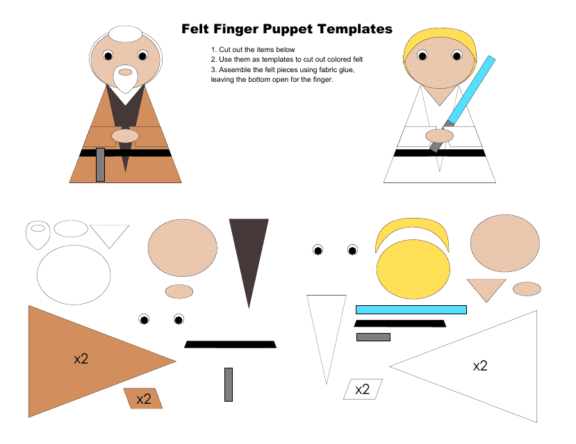 Star Wars Felt Finger Puppet Templates