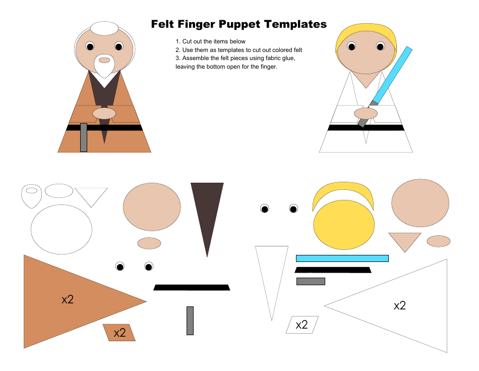 Star Wars Felt Finger Puppet Templates Download Printable PDF