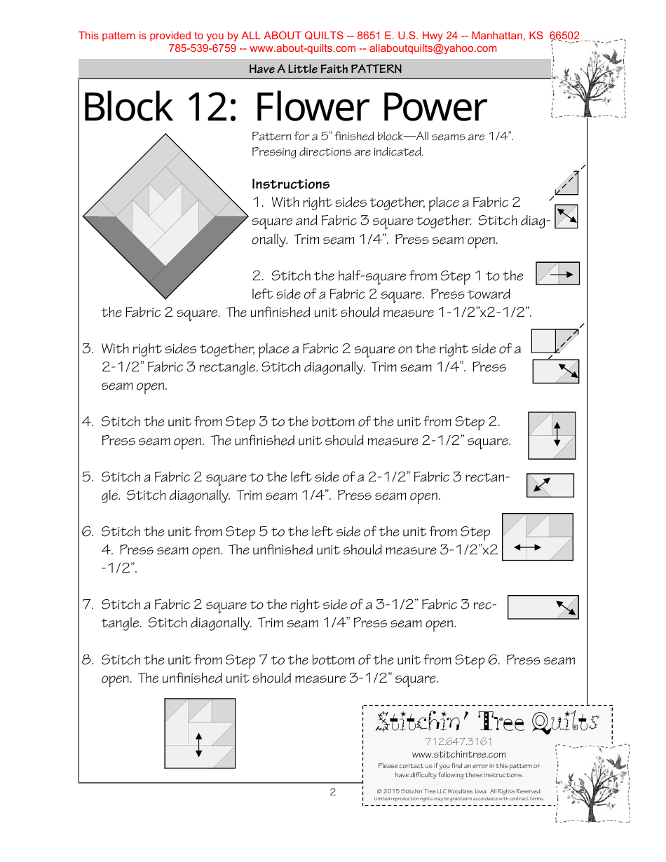 Flower Power Quilt Block Pattern, Page 2