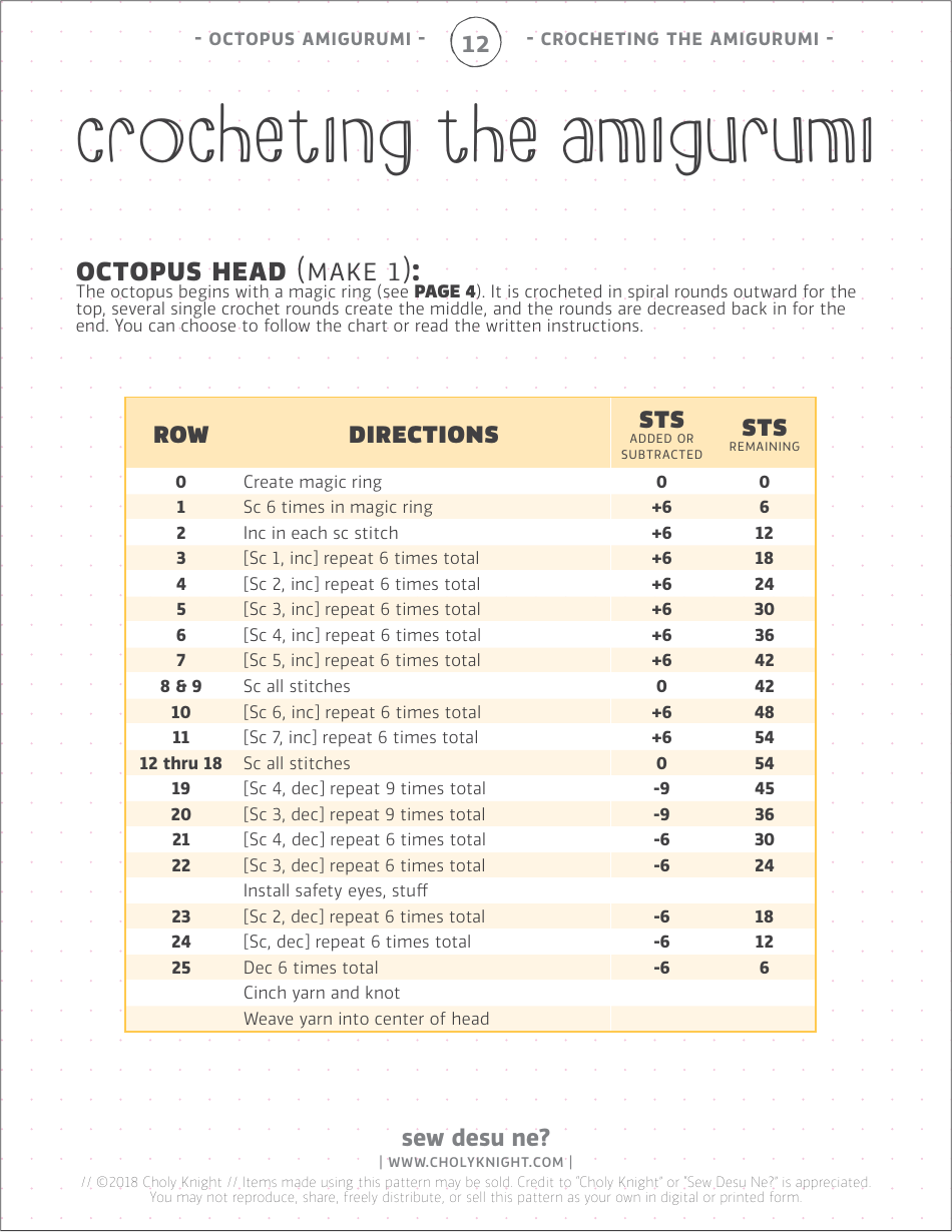 Octopus Amigurumi Crochet Pattern Templates, Page 12